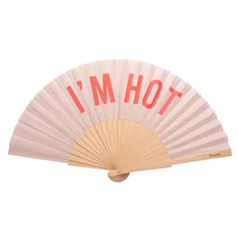 Im Hot Hand Fan - Beige and Red
