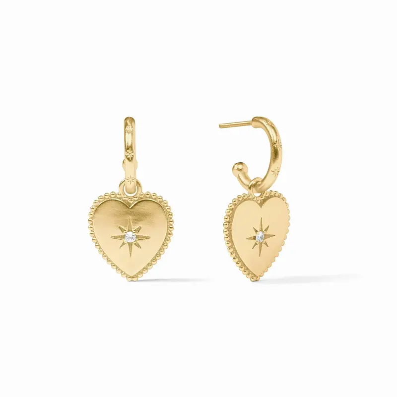 Julie Vos Heart Hoop & Charm Earring - Cubic Zirconia