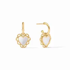 Lace Heart Hoop & Charm Earring - Mother of Pearl
