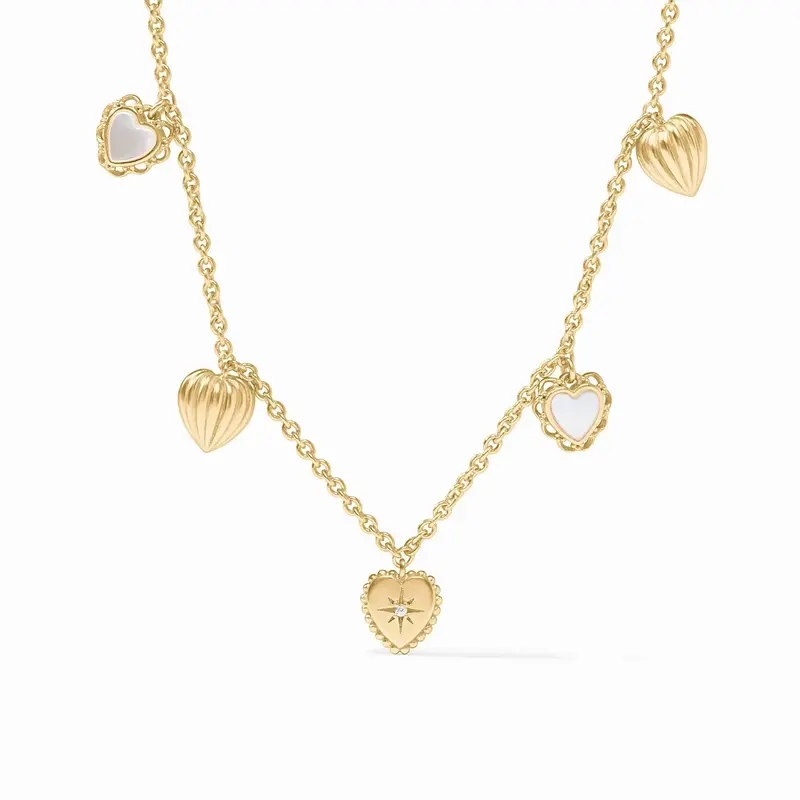 Heart Delicate Charm Necklace - Mother of Pearl