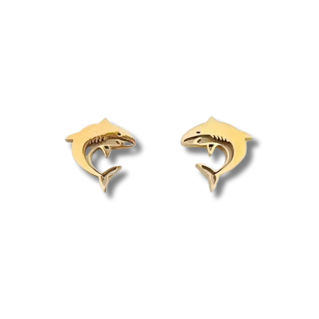 Shark Gold Stud Earrings