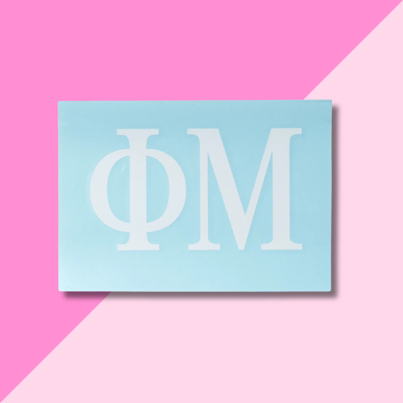 SORORITY WHITE CAR DECAL PHI MU