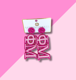Phi Mu Sorority Beaded Earrings