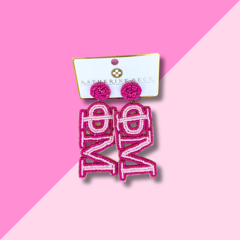 Phi Mu Sorority Beaded Earrings