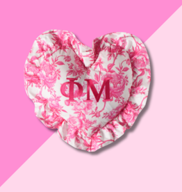 Over The Moon PHI MU Floral Heart Pillow