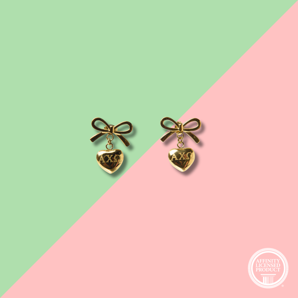 Over The Moon AXO Bow + Heart Earrings
