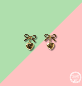 Over The Moon AXO Bow + Heart Earrings