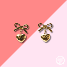Over The Moon AOPI Bow + Heart Earrings