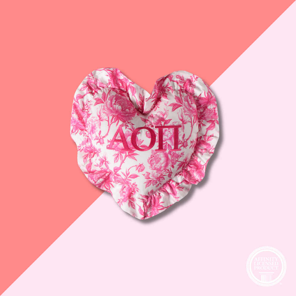 Over The Moon AOPI Floral Heart Pillow