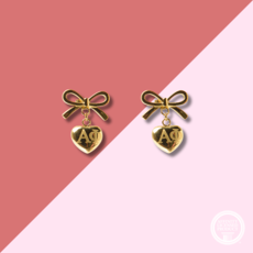Over The Moon APHI Bow + Heart Earrings