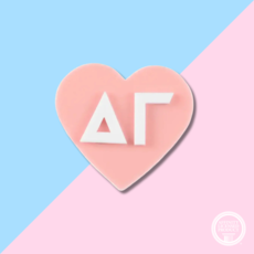 Over The Moon Sorority Acrylic Heart Pin Delta Gamma