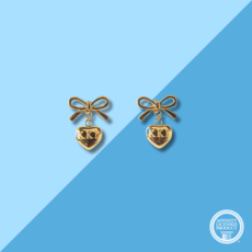 Over The Moon KKG Bow + Heart Earrings