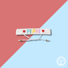 Over The Moon PI PHI Rainbow Letters Beaded Bracelet