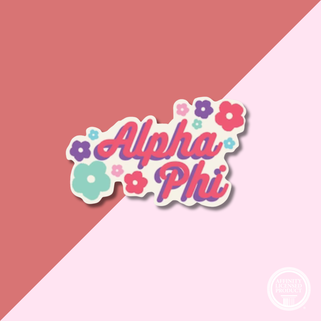 Over The Moon Greek Flower Child Decal Alpha Phi