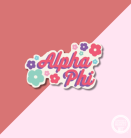 Over The Moon Greek Flower Child Decal Alpha Phi
