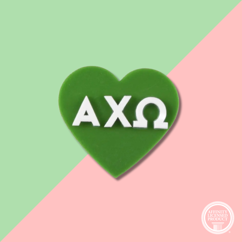 Over The Moon Sorority Acrylic Heart Pin Alpha Chi Omega