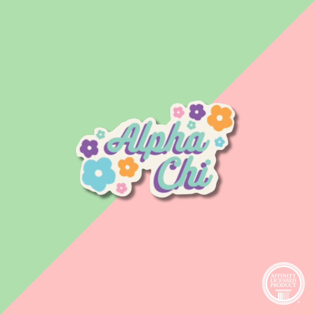 Over The Moon Greek Flower Child Decal Alpha Chi Omega