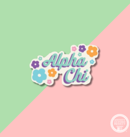 Over The Moon Greek Flower Child Decal Alpha Chi Omega