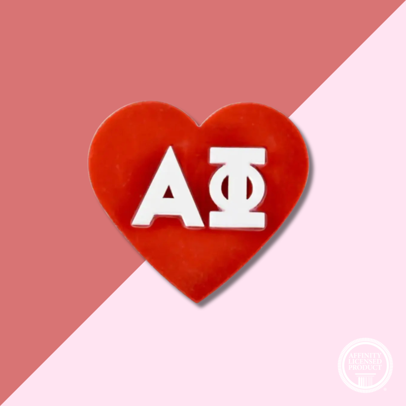 Over The Moon Sorority Acrylic Heart Pin Alpha Phi