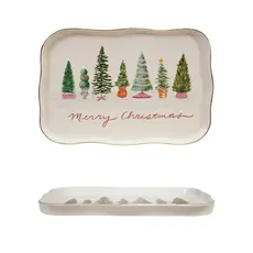 Creative Co-Op Stoneware Platter "Merry Christmas"