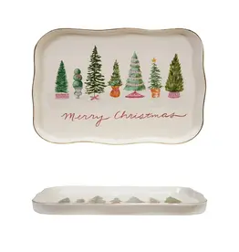 Creative Co-Op Stoneware Platter "Merry Christmas"