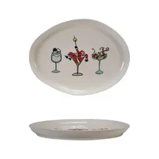 Stoneware Platter w/ Tipsy Holiday Figures