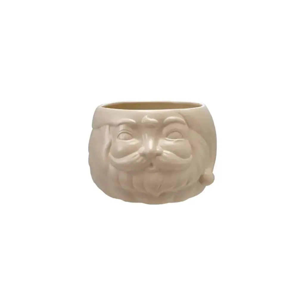 Creative Co-Op Stoneware Santa Ice Bucket - White