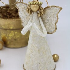 Capiz Angel Ornament Glittered Edge