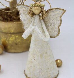 Capiz Angel Ornament Glittered Edge