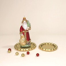 Santa w/ Animals Blown Glass Ornament