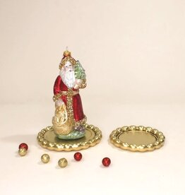 Santa w/ Animals Blown Glass Ornament
