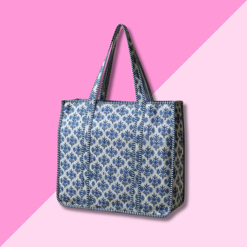 Quilted XL Mini Flower Tote Bag
