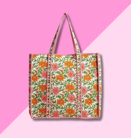 Quilted XL Flower Tote Bag