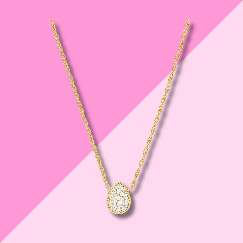 Julie Vos Pave Teardrop Delicate Necklace - Cubic Zirconia