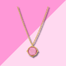 Julie Vos Honeybee Solitaire Necklace - Tourmaline Pink