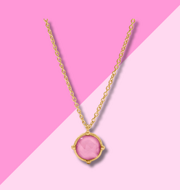 Julie Vos Honeybee Solitaire Necklace - Tourmaline Pink
