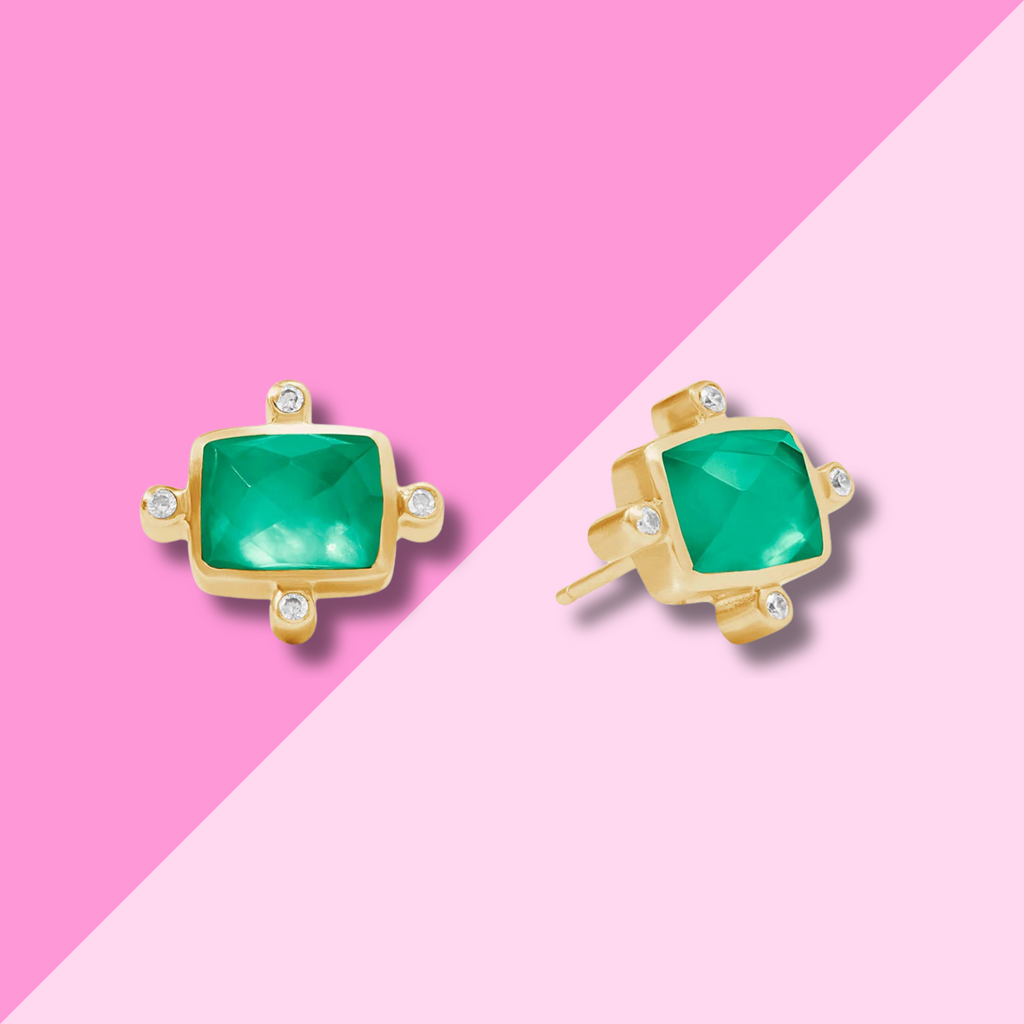Julie Vos Clara Stud Iridescent Emerald Green - OS