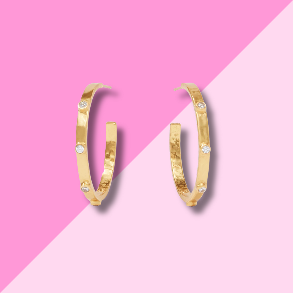 Julie Vos Crescent Stone Hoop - M