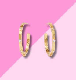 Julie Vos Crescent Stone Hoop CZ Medium