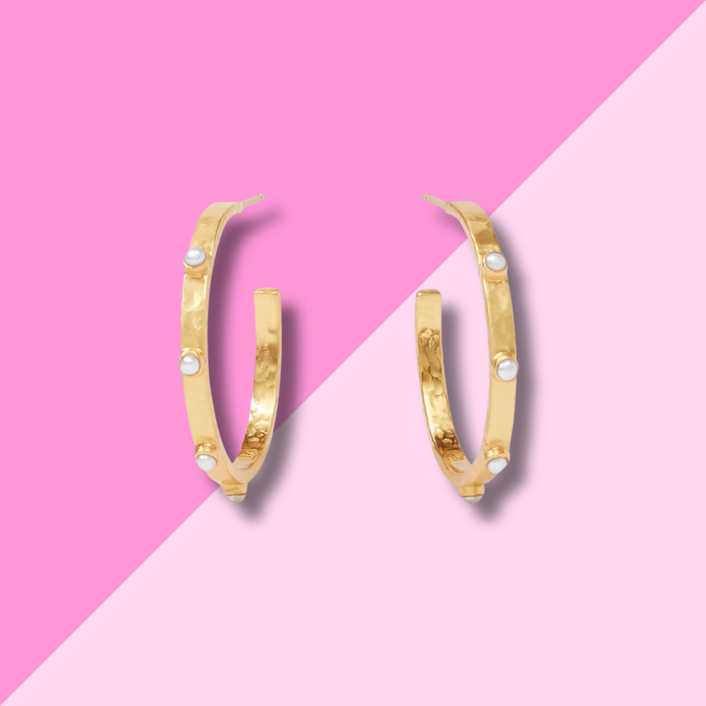 Julie Vos Crescent Hoop Gold Pearl - Medium