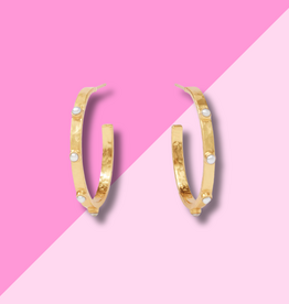 Julie Vos Crescent Hoop Gold Pearl - Medium