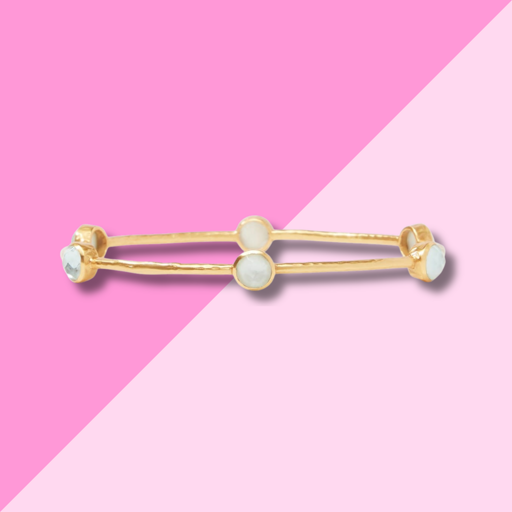 Julie Vos Milano Luxe Bangle -  Iridescent Aquamarine - M