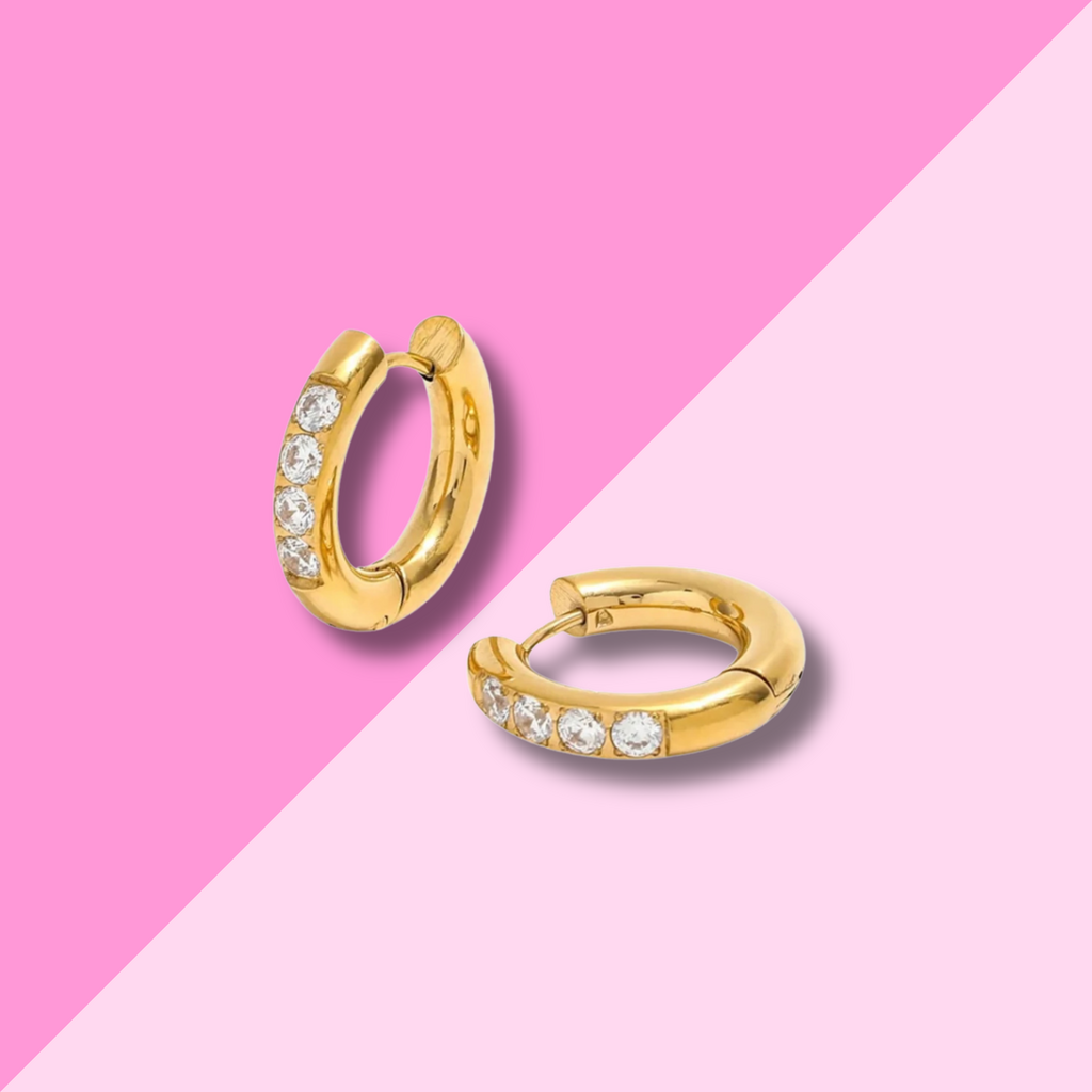 Hjane Jewels Pave Clear Huggie Hoops