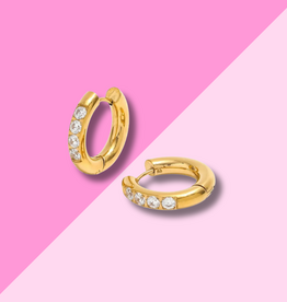 Hjane Jewels Pave Clear Huggie Hoops