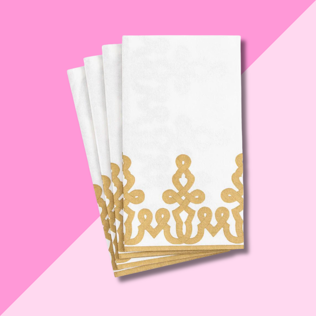 Caspari Dessin Passementerie Gold Guest Towel