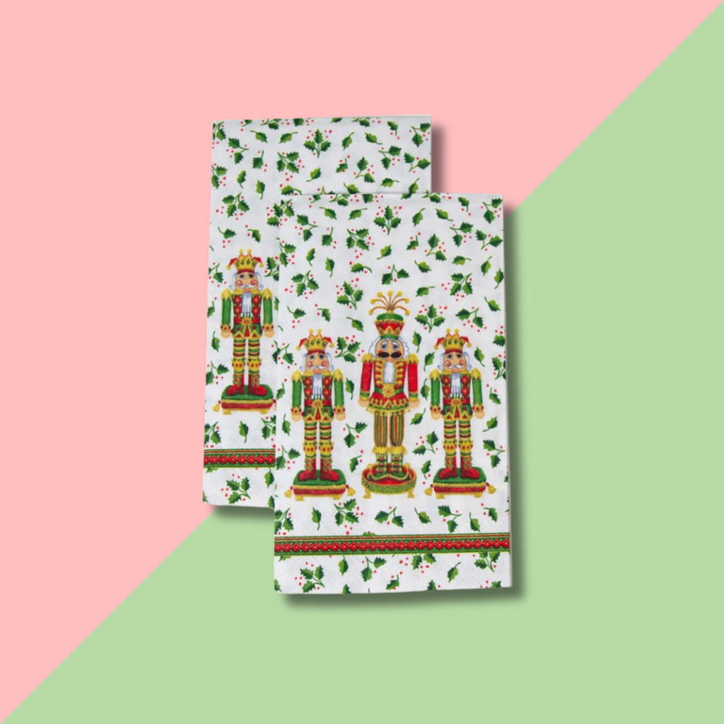 Caspari Nutcracker Christmas Guest Towel