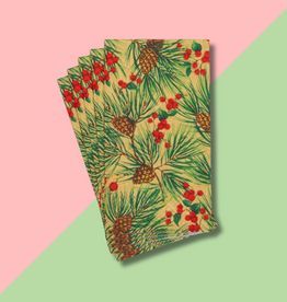 Caspari Evergreen & Berries Guest Towel