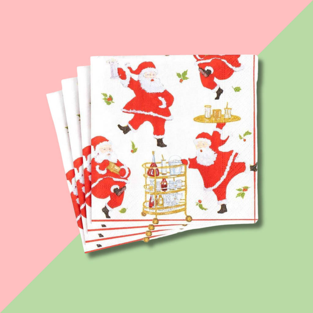 Caspari Cocktails with Santa Cocktail Napkin