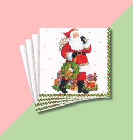 Caspari Jolly St. Nick Cocktail Napkin