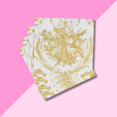 Caspari Romantic Toile Gold Cocktail Napkin